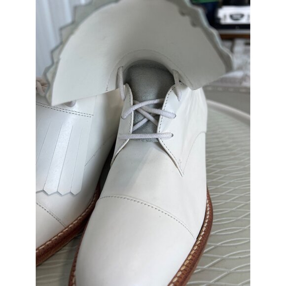 Kenneth Cole Kiltie Leather Oxford Dress Shoe Womens 7.5 White Leather Academia - Picture 4 of 7